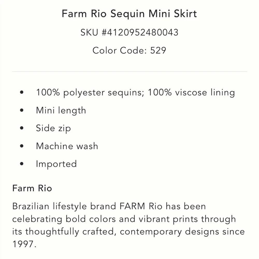 ✨ Farm Rio Sequin Mini Skirt Sz XL - Picture 7 of 7